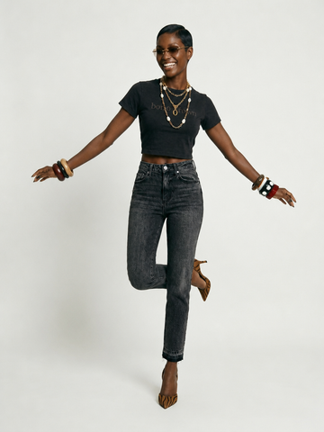 Confident Distressed Black Denim Jeans