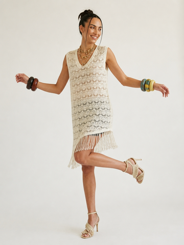 Free Spirit Hollow Crochet Mini Dress