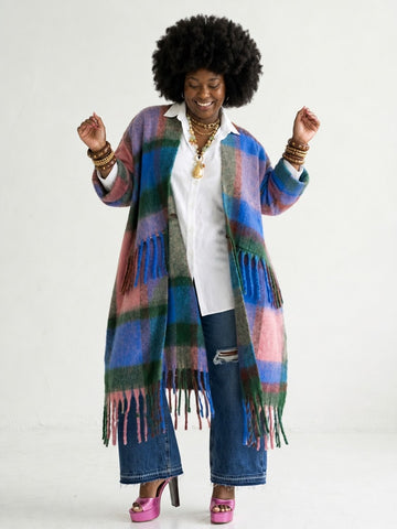 Wild Heart Plaid Tassel Kimono