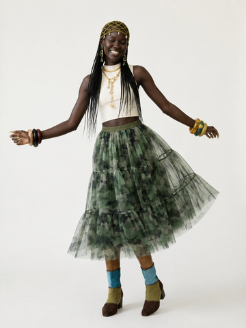 Unstoppable Camo Tiered Tulle Skirt