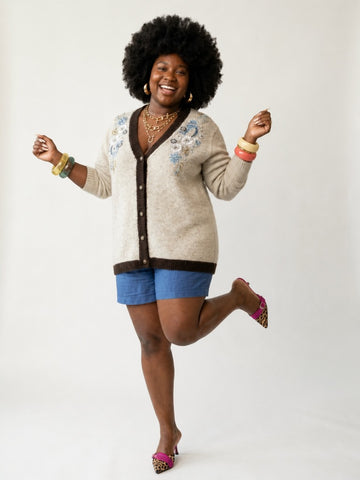 Radiant Beaded Floral Knit Cardigan