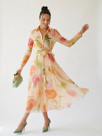 Radiant Floral A-Line Maxi Dress
