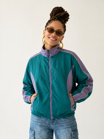 Vibrant Color-Blocked Windbreaker Jacket