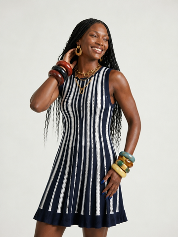 Spirited Striped Knit Mini Dress