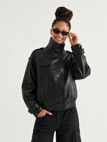 Audacious Oversized Faux Leather Jacket