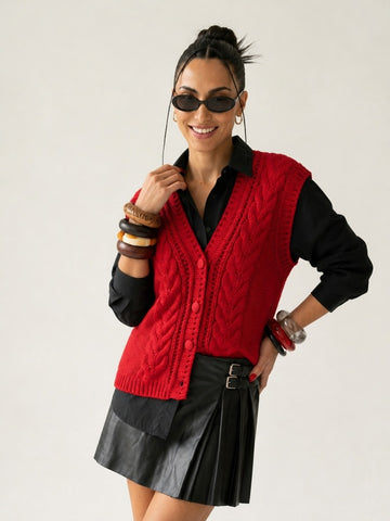 Grounded Cable Knit Waistcoat