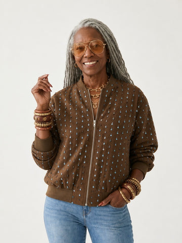 Radiant Sequin Bomber Jacket