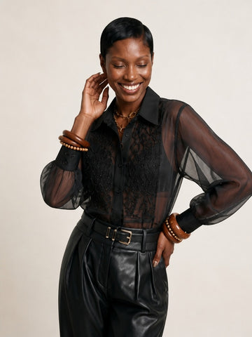 Elegant Beaded Chiffon Blouse