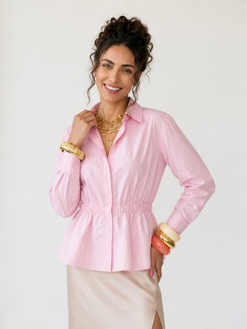 Elegant Ruched Peplum Blouse