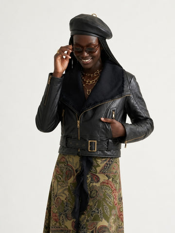 Audacious Cropped Tassel Moto Jacket