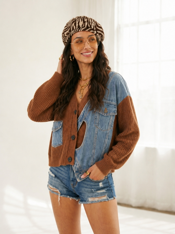 Fierce Patchwork Knit Cardigan