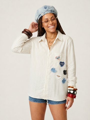 Unique Striped Patchwork Blouse