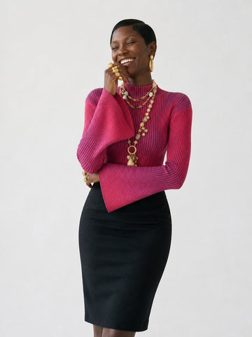 Dynamic Striped Ruffled Sweater