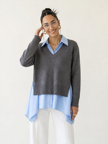 Elegant Knit Layered Blouse