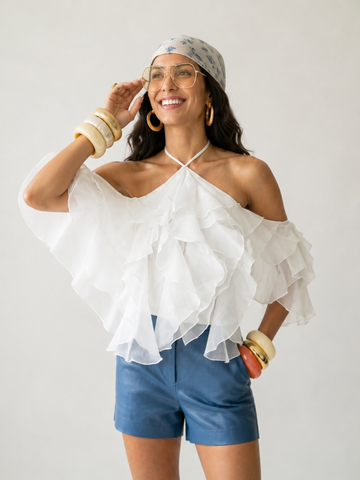 Divine Tiered Ruffle Halter Blouse