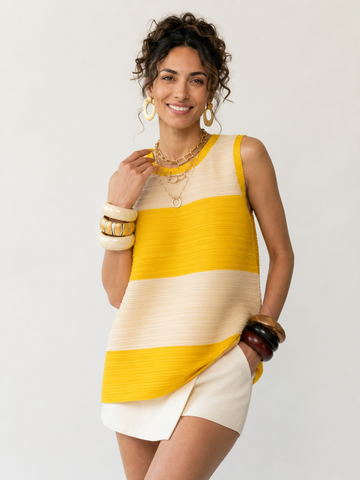 Radiant Pleated Colorblock Tank Top