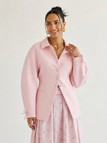 Radiant Pink Puffed Sleeve Blazer