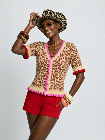 Fierce Leopard Ruffled Cardigan