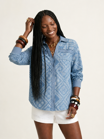 Wanderlust Paisley Oversized Denim Shirt