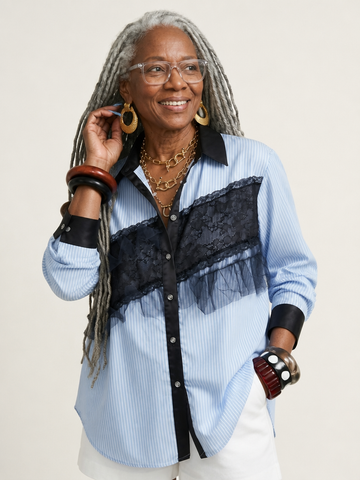 Unique Mesh Striped Blouse