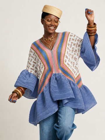 Vibrant Pleated Ruffle Top