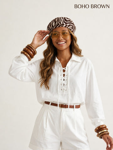 Liberated Loose Lace-Up Blouse