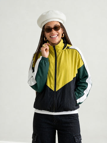 Vibrant Patchwork Hooded Jacket