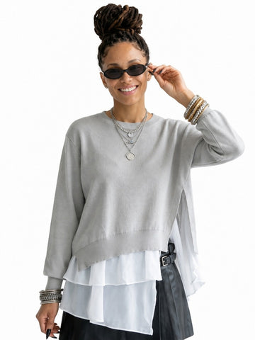 Elegant Ruffled Layered Sweatshirt