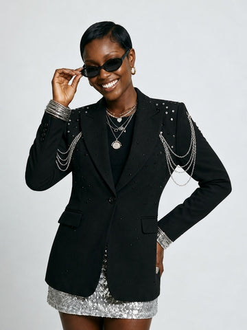Fierce Rhinestone Chain Blazer