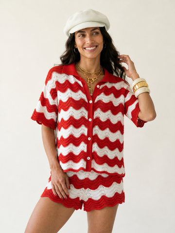 Vibrant Knitted Wave Pattern Set