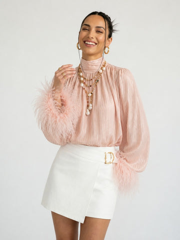 Radiant Feather Shimmer Party Blouse