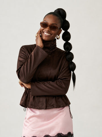 Elegant Satin Drawstring Jacket