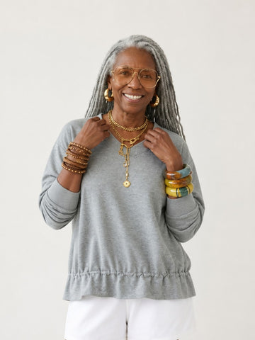 Grounded V-Neck Drawstring Sweatshirt