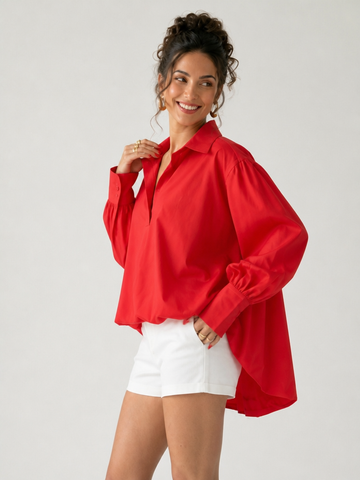 Vibrant Pleated Loose Blouse