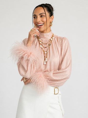 Radiant Feather Shimmer Party Blouse