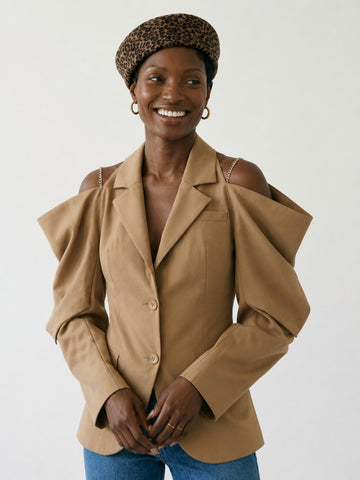 Audacious Off-Shoulder Chain Blazer