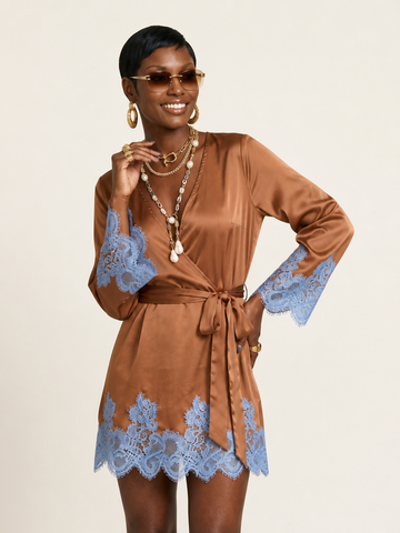 Radiant Lace Satin Mini Dress