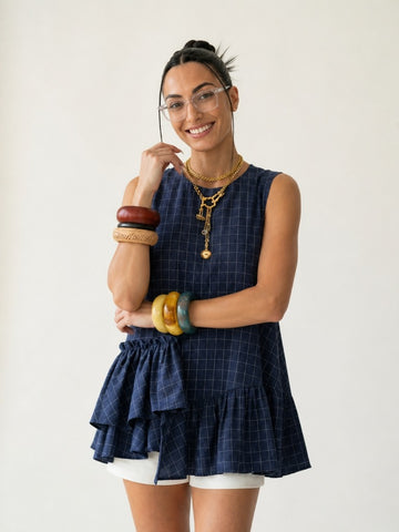Free Spirit Plaid Ruffled Tank Top