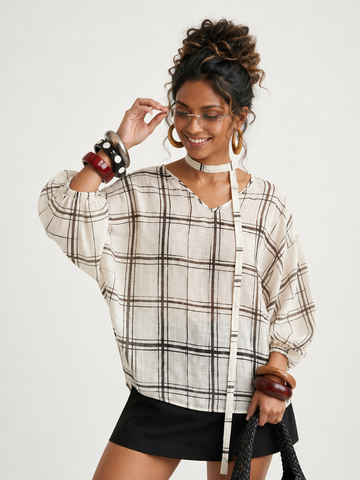 Wanderlust Loose Plaid Blouse