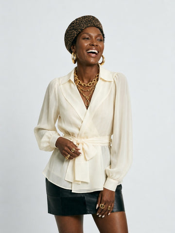 Ethereal Chiffon Lantern Sleeve Blouse