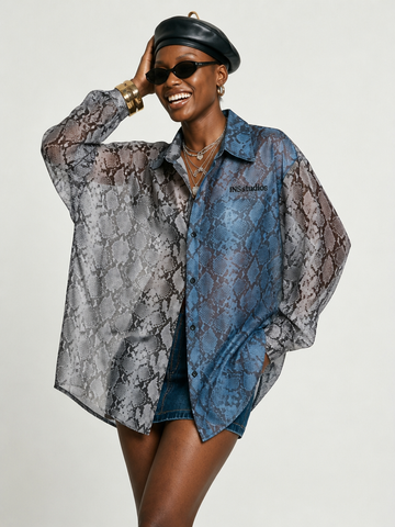 Fierce Snake Print Oversized Shirt