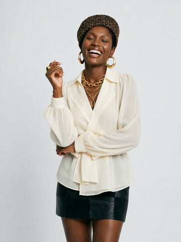 Ethereal Chiffon Lantern Sleeve Blouse