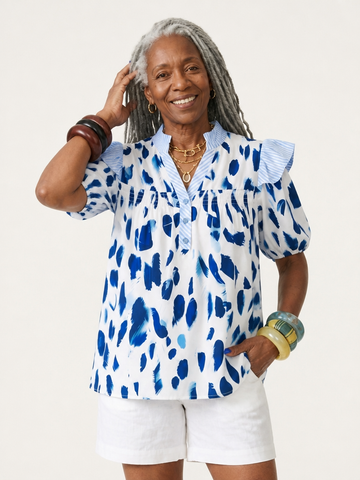 Free Spirit Printed Ruffled Blouse