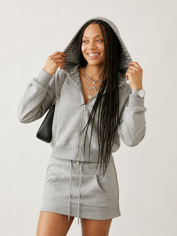 Vibrant Sequin Hooded Mini Two-Piece Set