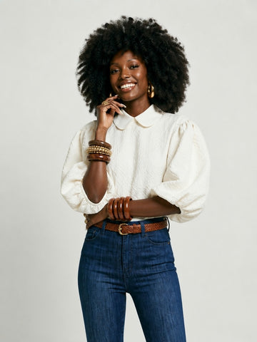 Ethereal Textured Balloon Sleeve Blouse