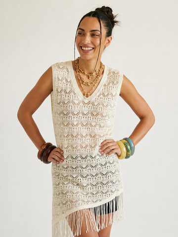 Free Spirit Hollow Crochet Mini Dress