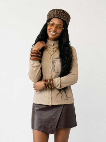 Grounded Printed Knit Cardigan