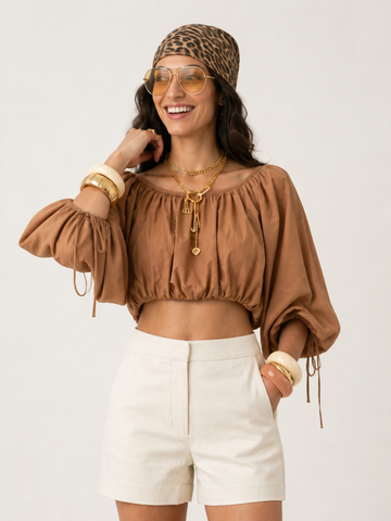 Ethereal Puff Sleeve Crop Top