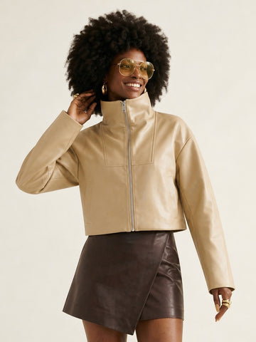 Confident Cropped Faux Leather Jacket