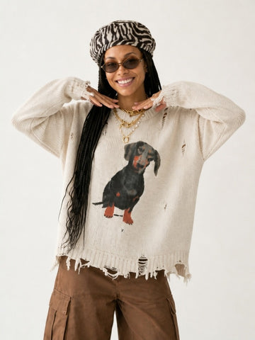 Wild Heart Distressed Knit Sweater